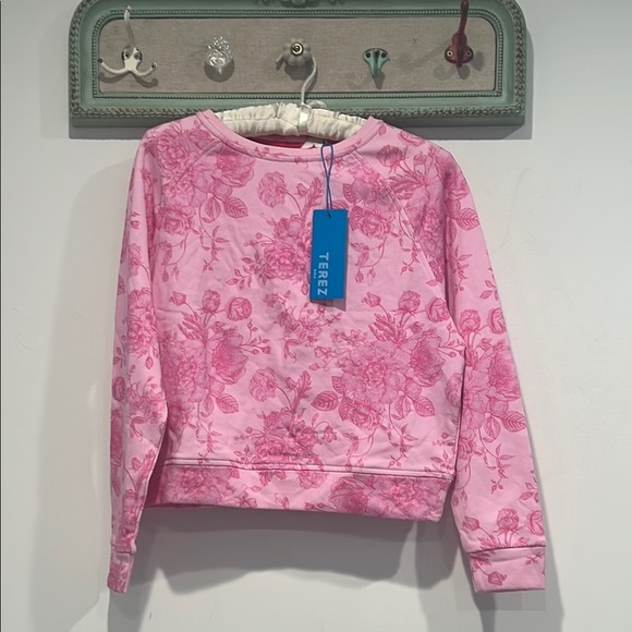 Terez Pink Victorian porcelain LSF CREWNECK pullover Sweatshirt 14 new girls top - Picture 1 of 5
